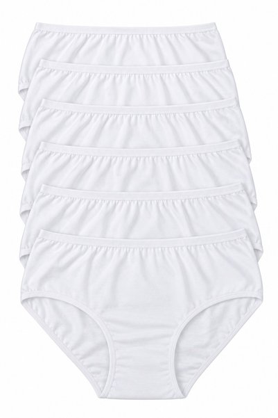 REN Women's 6-Piece White Cotton Lycra Bato Panties High Stretch Underwear