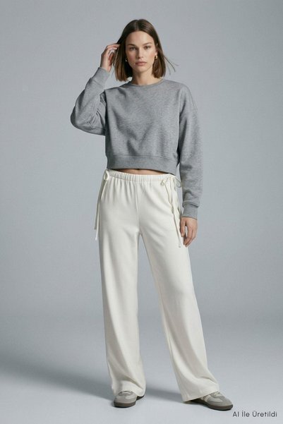 Rays Side-Tie Slim Elastic Pants 8426A Ecru