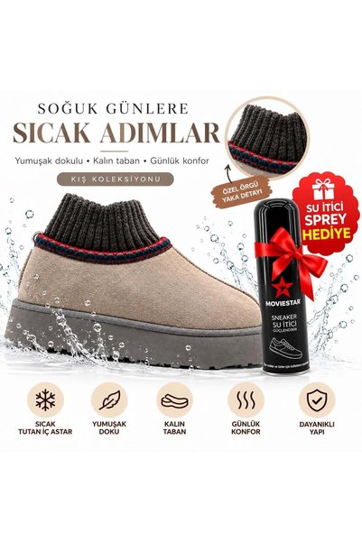 Look Life Cizme cu talpă de platformă ultra-mini, căptușită cu blană de pluș