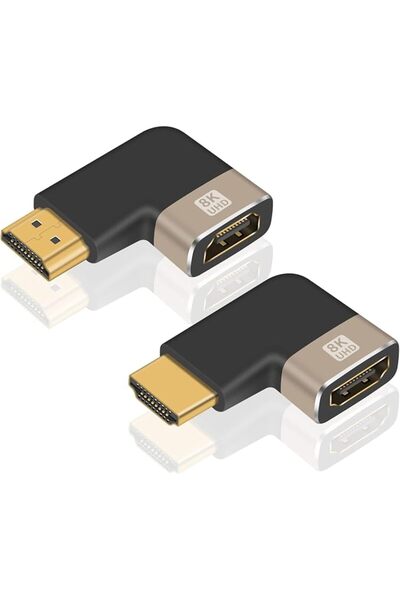 EXCEFORE محول HDMI ذكر إلى أنثى، عبوة من قطعتين، موصل تمديد بزاوية 90 درجة لل...