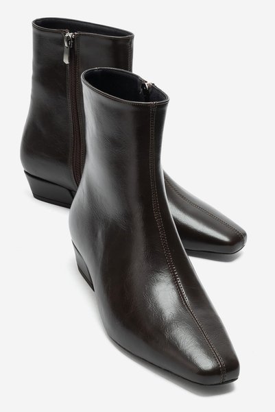 LuviShoes ASHLEY Kahverengi Cilt Kadın Topuklu Bot