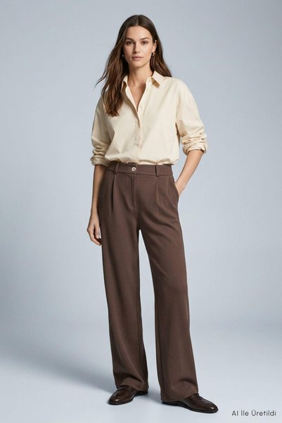Rays Buttoned Pocket Wide Leg Trousers 3094A Brown