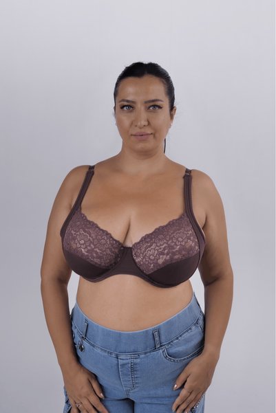 Malika Sutien cu bretele reglabile, cu sârmă, cupă D, fără căptușeală, fără b...