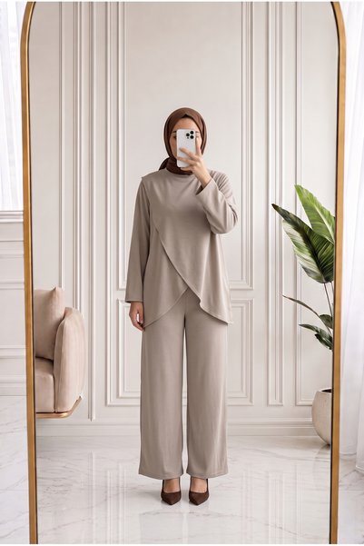 MİHRA STORE Lalcan Asymmetric Set-Na3479 Stone