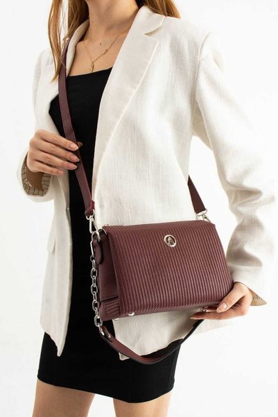 WİKİDAYS.S MODA TRENDİ Asl738 Shoulder Bag Bordo Striped
