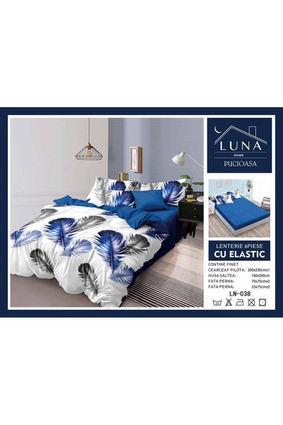 Pucioasa Lenjerie de Pat Finet Gros 6 Piese Cearceaf cu Elastic 180x200 cm