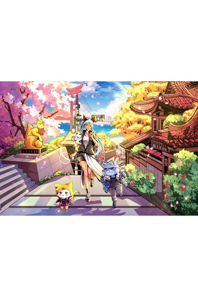 OEM Poster Fată anime energică sub soare, 61x90 cm, poster9408
