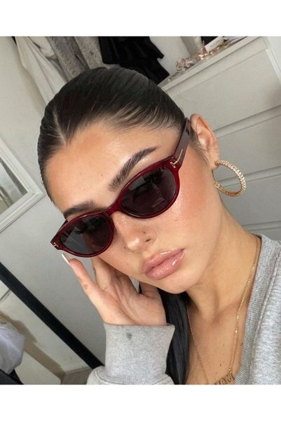 funeyes Karlo Bordo Women's Men's Sunglasses Oval Cat Eye Black with Gold Det...