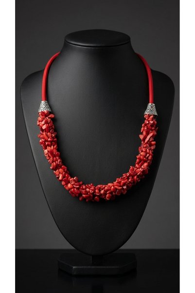 ZGNOVA Handmade Broken Coral Natural Stone Special Design Corded Necklace