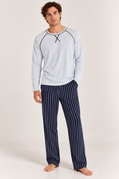İPEKTENİM Lastiği Baskı Detaylı Pat Süs Düğmeli Couple Erkek Pijama Takımı