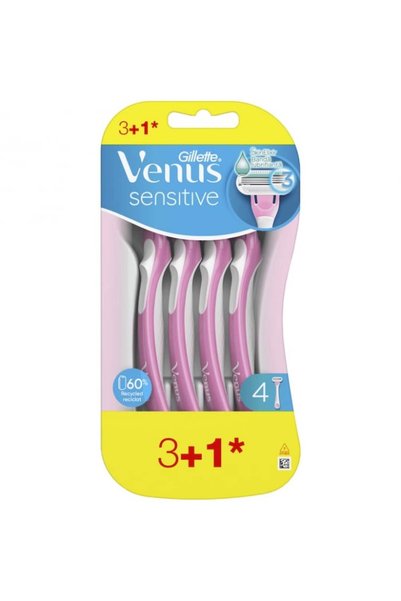Gillette Еднократна самобръсначка Venus Sensitive за жени с 3 ножчета за чувс...