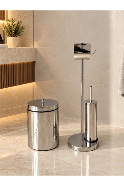 DMR VESTA 3-Piece Bathroom Set Toilet Paper Holder Wc Brush Holder Trash Can ...