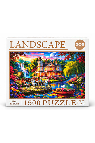 Zoe لغز منظر طبيعي من 1500 قطعة - منظر قصر الشلال، 85x60 سم