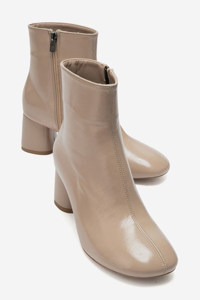 LuviShoes AUBERT Ten Kırışık Rugan Kadın Topuklu Bot