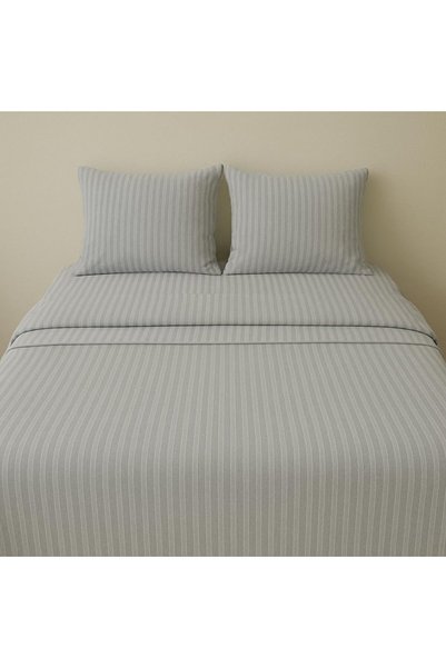 Generic 3 Pieces Flat Bedsheet Set with Stripe Pattern King Size Bed Pillow C...