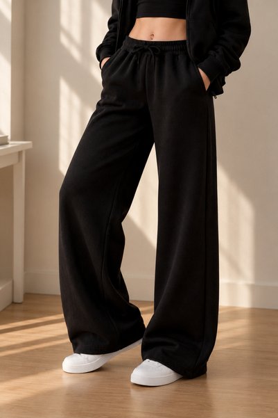 Camenta Women's 3 Thread Threaded Compact Palazzo Sweatpants