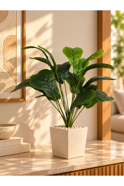 Beitna Helw Artificial Heart Monstera Plant 75 cm – 18 Leaves – Indoor & Outd...
