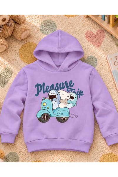 Toum سويت شيرت للأطفال بغطاء رأس مطبوع عليه Pleasure Trip للجنسين