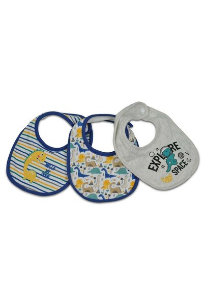 Cangaroo Σαλιάρα από 100% Βαμβάκι με κουμπί  "Magic Bib Kay " Μπλε Δεινόσαυρο...