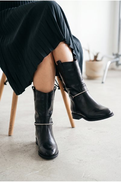 MERVESTORE Women's Metal Ring Detailed Short Heeled Casual Ankle Boots