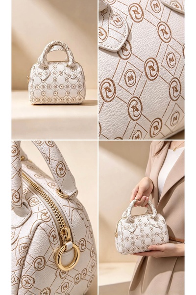 Ricco bella Baskılı Mini Boston Speedy Çanta - Gold Detaylı