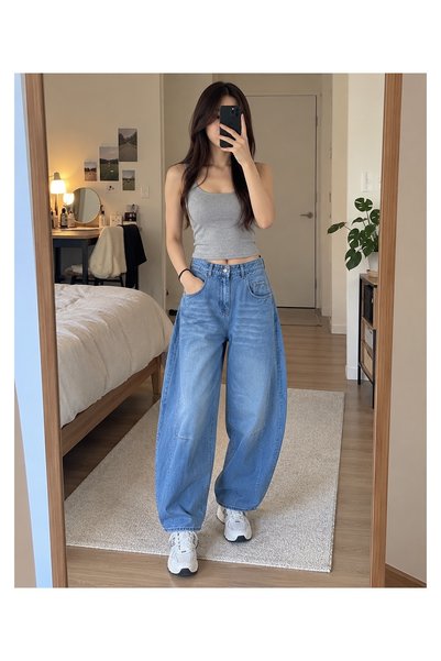 Rosita Jeans Kadın Yüksek Balon Kesim Denim Kot Pantolon - Açık Mavi