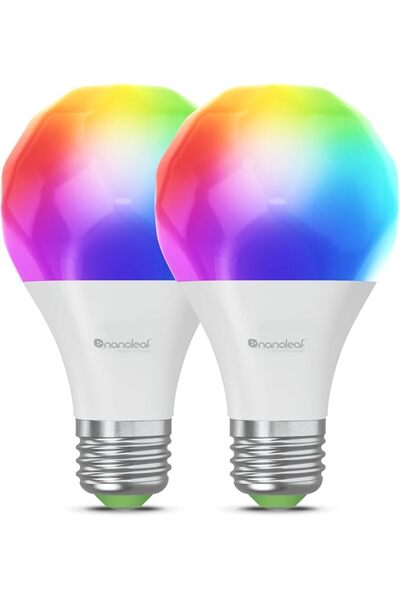 Nanoleaf مجموعة من مصباحين ذكيين LED بتقنية واي فاي E27 من ماتر إسينشالز، إضا...