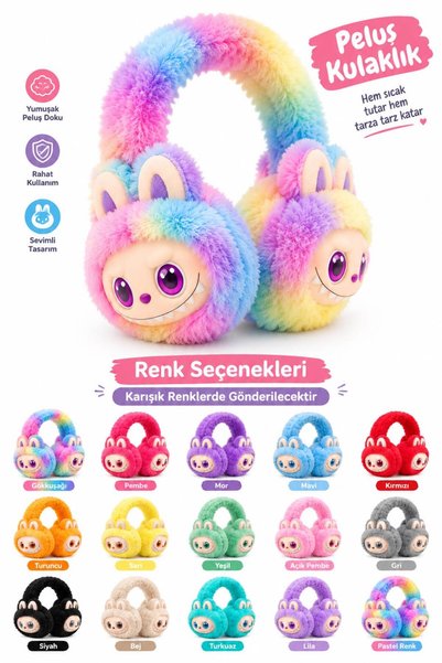 TREND Labubu görünümlü peluş kulaklık