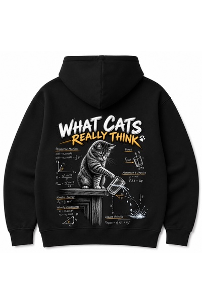 Rabona Fashion What Cats Really Think Physics Cat Graphic Cotton Hoodie