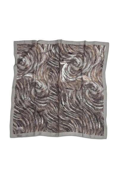 Emproyal Printed Tenline Scarf Mink Plum Abstract Pattern