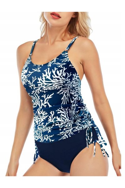 OtherMax Costum de baie dintr-o bucată tankini modelator Bleumarin-Alb XL
