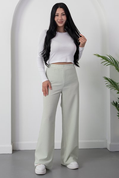 PULLIMM Pantaloni cu model confortabil cu talie elastică, picior lat 2081