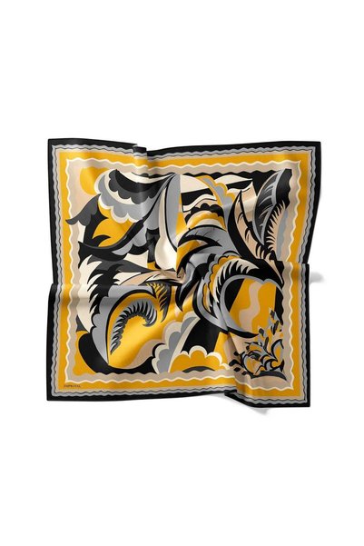 Emproyal Printed Velune Scarf 9010 7084 Black Orange Abstract Pattern