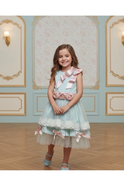 special gift house فستان أطفال مكون من3 قطع (فستان -شنطة صغيره -اكسسوار شعر )