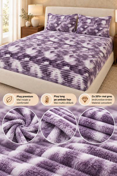 Frasin Select Husă Cocolino cu elastic, 3 piese, pluș lung pe ambele fețe, Ma...