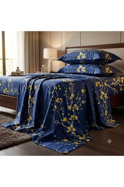 Generic 3 Pieces Flat Bedsheet Set with Floral Pattern King Size Bed Pillow C...
