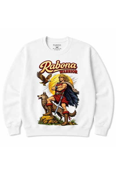 Rabona Fashion Рабона Воин – Легендарен воин, суичър с кръгло деколте с щампа...