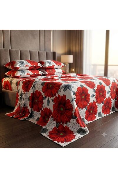 Generic 3 Pieces Flat Bedsheet Set with Floral Pattern King Size Bed Pillow C...