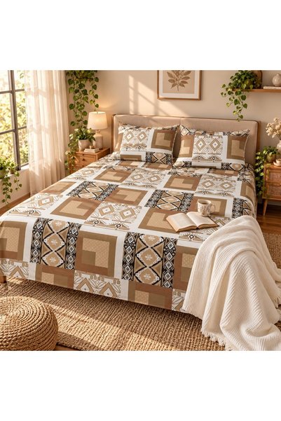 Generic King Size Flat Bedsheet Set, 3 Pieces, 260 x 240 cm (Beige)