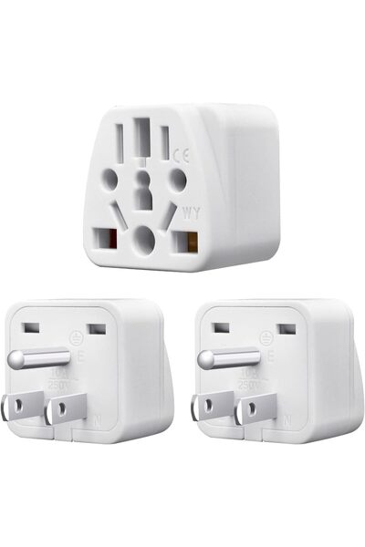Generic infino™ World to US Travel Adapter (3-Pack), White Universal 3-Prong ...