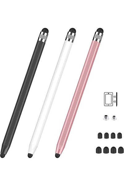 GENERAL DIGIROOT 3 in 1 Stylus Pen for All Touch screen 2 Pack Black & Rose Gold