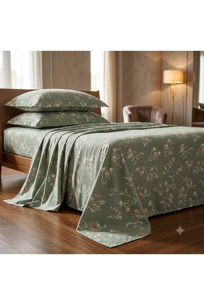 Generic 3 Pieces Flat Bedsheet Set with Floral Pattern King Size Bed Pillow C...