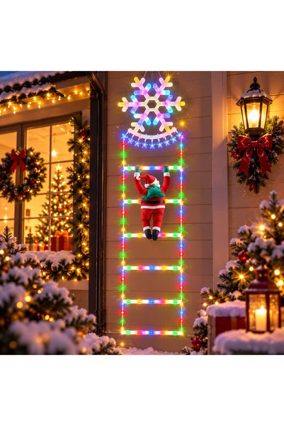 OEM Moș Crăciun electric pe scară, decorațiune, multicolor, 160 cm - Model Fu...