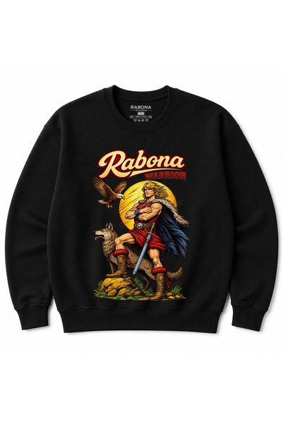 Rabona Fashion Рабона Воин – Легендарен воин, суичър с кръгло деколте с щампа...