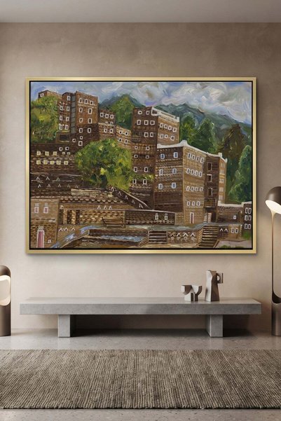 Jasmine Art Rijal Almaa Heritage Village Architecture Wall Art | Landscape Fr...