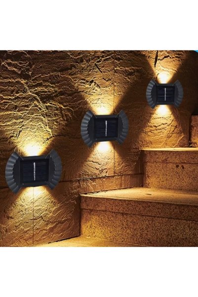 Generic Brand Set of 4 Bidirectional LED solar wall lights, bow-shaped, 8 LED...