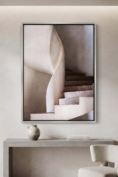 Jasmine Art Spiral Staircase Architecture Wall Art | Portrait Framed Canvas P...