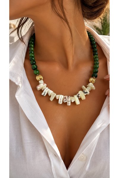 nevaastil takı & aksesuar Jade Natural Stone Natural Stone Design Women's Nec...