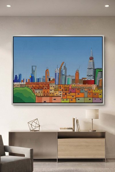 Jasmine Art Riyadh Cityscape Architecture Wall Art | Landscape Framed Canvas ...