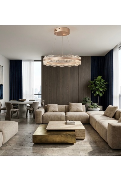 ADOĞAN İstanbul 3 Renkli Kumandalı Rose gold Led Avize Salon Oturma odası